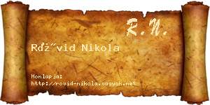 Rövid Nikola névjegykártya